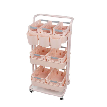 Pink Color Spa Facial Salon Trolley bathroom Storage Rack Rolling Cart Utility Organizer
